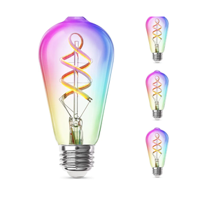 Feit Electric Smart ST21 Light Bulb, 60W Eq, Dimmable, Spiral Filament Edison Style. WiFi Enabled, Works with Alexa/Google Home, Millions of Colors, 15,000-Hr. Lifetime, ST2160RGBWFILAG/RP/3, 2 Pack