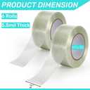 6 Rolls Filament Strapping Tape, 2'' x 60yds x 5.5mil Reinforced Fiberglass Tapes, Heavy-Duty Packing Tape for Shipping, Moving, Industrial, No Residue, Water-Proof