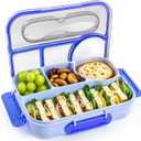 EASYFUN Bento Box Adult, Lunch Box, 4-Compartment Lunch Containers, Drop-Proof, Dishwasher Safe & Made with BPA-Free Materials (Blue)