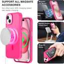 Thomo Upgraded Magnetic for iPhone 15 Plus Case [Compatible with Magsafe] [Mil-Grade Protection], Pocket-Friendly, Slim Translucent Phone Case Cover for iPhone 15 Plus 6.7", Hot Pink