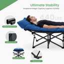 OLIXIS Folding Camping Cot, Rollaway Bed, Portable Camping Bed for Indoor & Outdoor, Sleeping Cot for Adults, 3.5'' Cushion, 440 lbs Sturdy Frame, Quick Setup, Compact Carry & Storage, Modern Blue, 74.4"x28"x14"