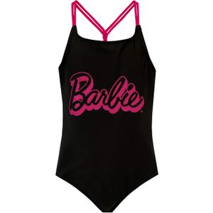 Barbie Swimsuit for Girls I Girl Bathing Suit I Official Merchandise (6, Black)