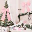 Hungdao 2 Pack Large Pink Wreath Bows 24x36 Waterproof Fabric Bows Outdoor Wedding Decorative Farmhouse Ornaments for Valentine Wedding Party Hanging Wall Front Indoor Decor