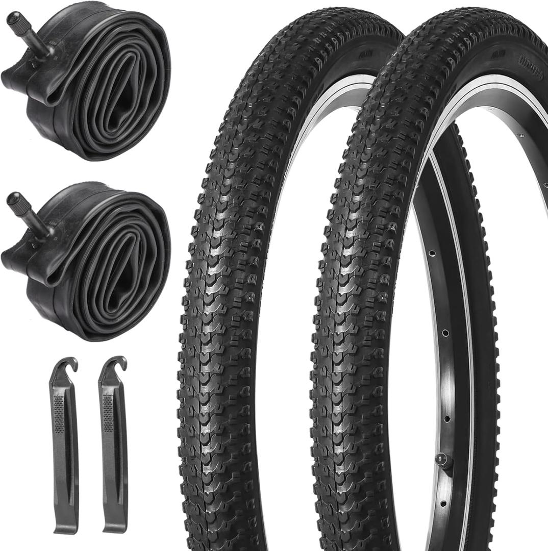 yeesport Mountain Bike Tires 20/24/26x1.95" Bike Tire Tube Set, 2 Pack 20/24/26 inch Bicycle Tires Tubes Schrader Valve Tire Levers Puncture-Resistant for BMX, Kids Bike