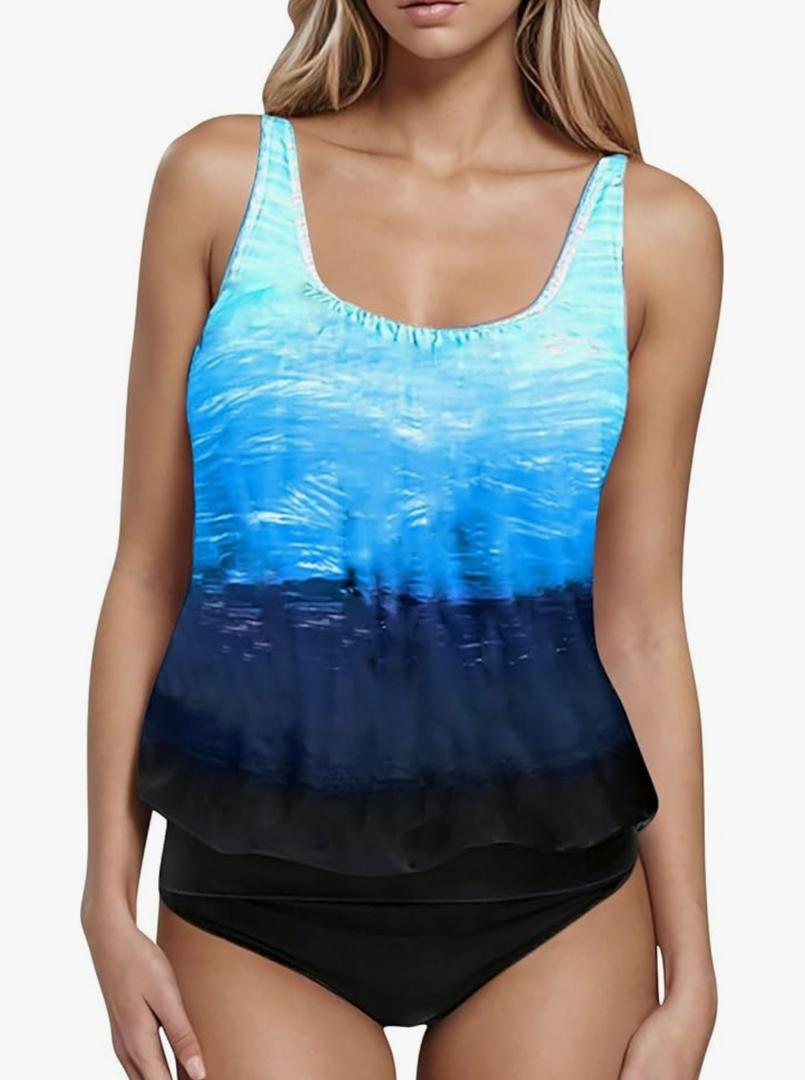 Modest Bathing Suit for Women Tummy Control Swimsuits Loose Tankini Swim Tops Plus Size Swimwear Bottoms Beachwear Set XXL