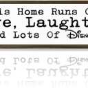WKYAER Home Sign Decor, Rustic Table Decor, Farmhouse Wall Decoration for Homes Front Door Porch Entryway, Housewarming Gift for Disney Lover, This Home Runs On Love, Laughter and Lots of Disney Sign, 17.8x4x1.2 inches