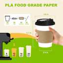 Disposable Coffee Cups, 12 oz 50 Pack PLA Paper Coffee Cups with Lids and Sleeves, Leak-Proof To Go Coffee Cups, Disposable Hot Coffee Cups for Hot Beverage