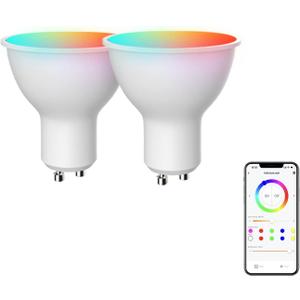 Broadlink GU10 Smart Bulbs, Bluetooth Color Changing 4.5W LED Track Light Bulbs with Music Sync, Fast Setup, Compatible with Alexa, Google Home, 40W Halogen Equivalent (2-Pack)