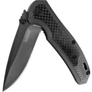 Kershaw Fringe Pocket Knife, 3-inch 8Cr13MoV Steel Blade with Gray Titanium Carbo-Nitride Coating, Carbon-Fiber Insert; SpeedSafe Assisted Opening, 8310