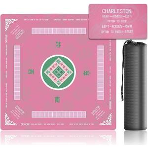 31.5 Inch Mahjong Mat for Table, 3MM Non-Slip & Noise Reduction Gaming Mat with Drawstring Bag, Perfect for Poker, Board Games, Card Games, Tile Games, and Dominoes (Pink)
