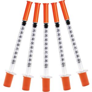 31G 1cc 1/4 Inch (6mm) Syringe, U-100 Syringe with Needle, Individually Wrapped, Pack of 100