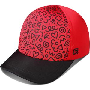 GADIEMKENSD Kaleidoscope Pattern Baseball Cap, Color Blocking, UV Protection, Breathable, for Boys and Girls (2-5T, Black Red)