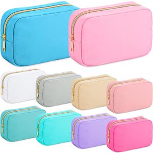 Sweetude 10 Pieces Nylon Makeup Bag Cosmetic Bags for Women Reusable Makeup Organizer Bag Cosmetic Travel Bag Big Capacity Toiletry Travel Organizer with Zipper(Colorful)