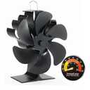 Wood Stove Fan Heat Powered Fireplace Fan Non Electric, Thermal Fan for Wood Burning Stove//Log Burner, w/Stove Accessories Thermometer