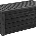 Keter Outdoor Storage Deck Box, 150 Gallon Resin Patio Bin & Bench, Solid, Dark Grey