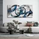 XLSJERST Blue Abstract Canvas Wall Art - Modern Art Wall Decor for Living Room, Bedroom, Office - Gray and White Paintings - Size 29x58 Inches (58L" x 29W")