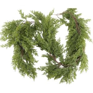 8.86FT Real Touch Cedar Garland, Christmas Artificial Cedar Garland, Artificial Cypress Leaf Vine Wreath for Mantle/Table/Stairs/Outdoor Indoor Christmas Decorations. (1PCS)