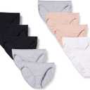 Amazon Essentials Women's Cotton High Leg Brief Underwear, Breathable, Multipacks (Medium, Beige/Black/Grey Heather/White)