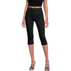 Hybrid & Company Womens Super Comfy Stretch Pull On Millennium Twill Capri Shorts, Black, XL