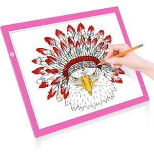 LitEnergy A3 LED Copy Board Light Tracing Box, Ultra-Thin Adjustable USB Power Artcraft LED Trace Light Pad for Tattoo Drawing, Streaming, Sketching, Animation, Stenciling (Pink)