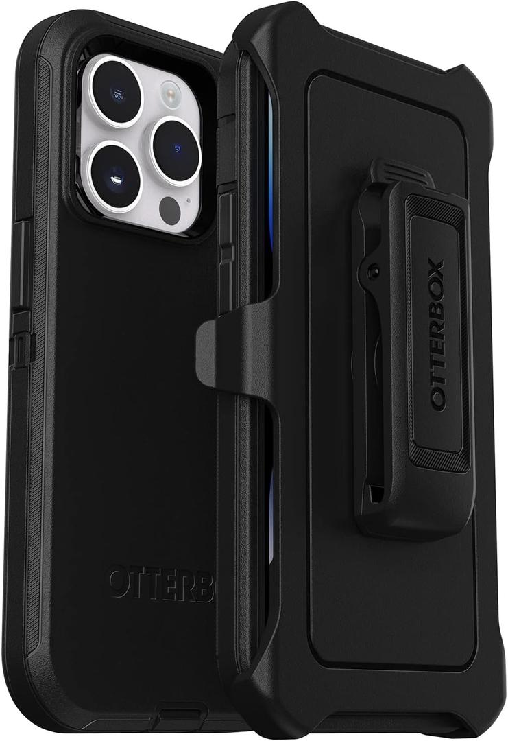 OtterBox iPhone 14 Pro (ONLY) Defender Series Case - Black, Rugged & Durable, with Port Protection, Includes Holster Clip Kickstand