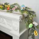 DR.DUDU Easter Garland Decor, 6.5 FT LED Lighted Garland with Easter Eggs & Flowers, Spring Floral Decoration for Fireplace, Mantle, Table & Indoor Home Decor