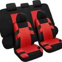Pariitadin Car Seat Covers Full Set, Washable and Breathable Premium Cloth Automotive Vehicle Seat Cover for Car Interior, Universal Fit for Most Cars, Sedan, Truck, SUV(Black/Red)