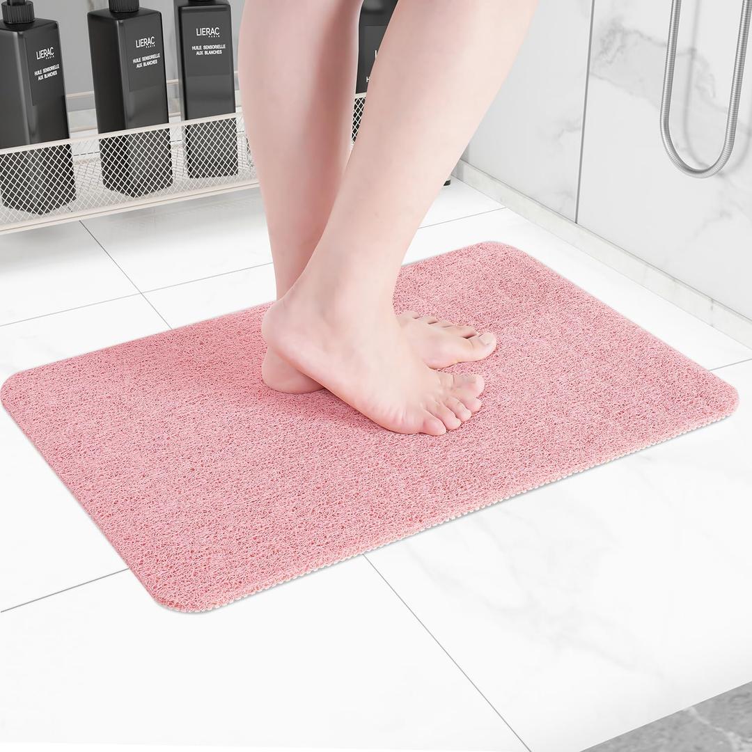 Non-Slip Bathtub Mat, Anti Slip Shower Mat, Fast Drying Bathtub Mats, Foot Scrubber Mat, Anti Slip Mat for Tub, Floor, Bathroom, Kitchen, Home, Hotel (Pink 24"16")