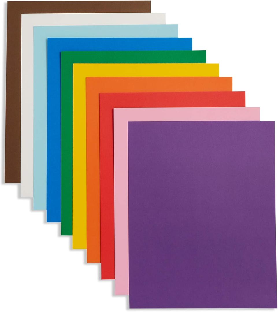 Blue Summit Supplies Bright Bold Poster Board, 9 x 12 Inch Small Size, 50 Pack, Assorted Colors, For Classroom Use, School Projects, or Craft Projects, Bulk Poster Board