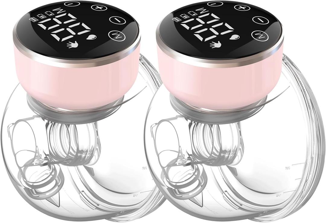 NaNaLazy Wearable Breast Pump Hands Free of Longer Battery Life & LED Display, Portable Electric Breast Pump with 3 Modes & 9 Levels & Low Noise, 24 mm Flange, 2 Pcs Pink