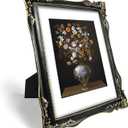 SIMON'S SHOP Black Picture Frame 11x14 with Mat, Gothic Halloween Decor