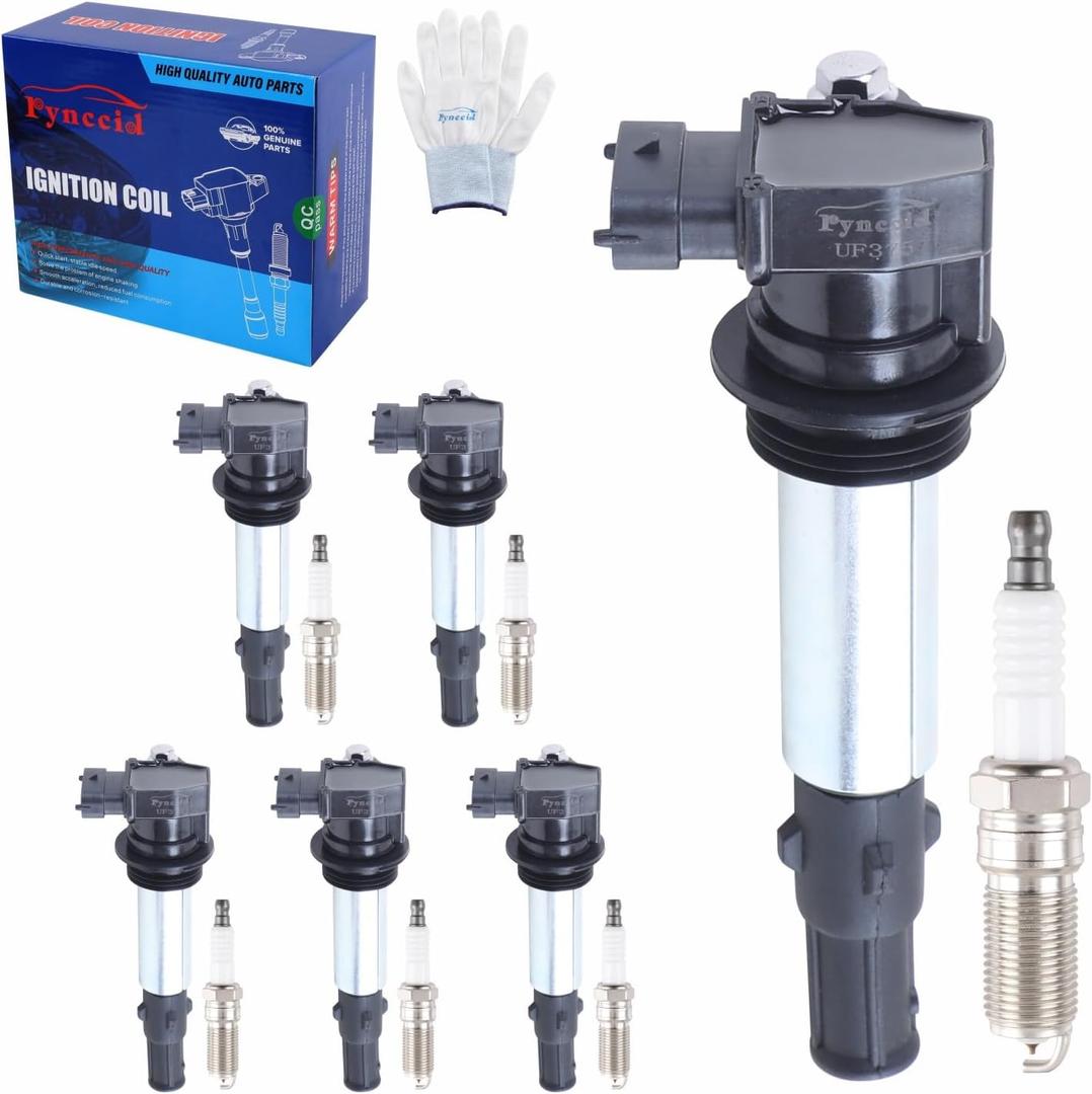 UF375 High-Performance Ignition Coils & Iridium Spark Plugs Set of 6 for 3.6L V6 2004-2009 Cadillac CTS STS SRX Buick Allure LaCrosse Rendezvous Chevy Traverse GMC Acadia (UF375+Spark Plugs)