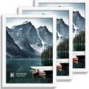 10x14 Picture Frame Set of 3 - Made of Real Glass and White Wooden Frame, 30 x40 Diamond Frame for Wall or Tabletop Display