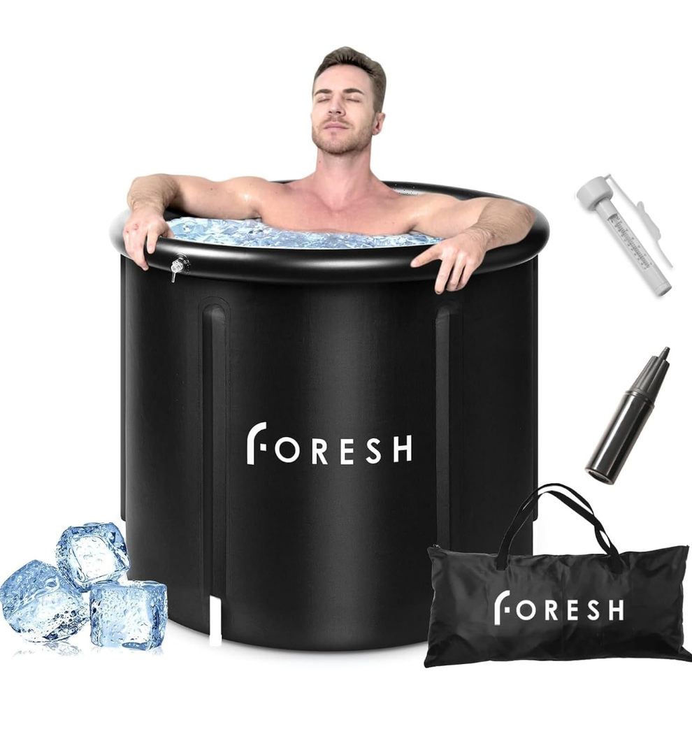 Foresh 105gal Ice Bath Cold Plunge Tub (Environmental Material Certificated) for Muscle Relax, Cold Therapy after Workout, Sports. Safe Healthy Portable Inflatable icebath Barrel. Outdoor. Travel Bag