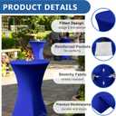 Cocktail Table Covers-Spandex Round High Top Table Cloths 6 Pack 32x43 Inch-Royal Blue Stretch Fitted Bar Tall Tablecloth for Pub Bistro Highboy Party Banquet Height Folding Satnding Tables
