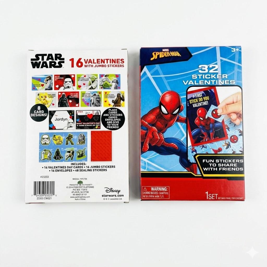Exchange Cards Star Wars and Spiderman Stickers 2 Pack