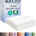 100% Cotton Pillow Cases Queen Size - Cooling, Breathable & Soft Pillowcase Covers Set of 2 - 400 Thread Count Cotton - Wrinkle & Fade Free - Machine Washable Protectors - Luxury Hotel Bedding - White