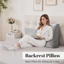 Back Support Pillow for Couch Bed Rest Back Pillow with Removable Cover, Comfortable Back Pillows for Sitting in Bed or Sofa for Living Room, Bedroom, and Home Decor, Grey (23.6x5x19.7 in)