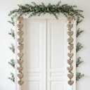 2 Pcs 46'' Neutral Valentine's Day Heart Garland Door Decorations Rustic Burlap Heart Banner with Bow Farmhouse Valentine Wall Hanging Ornament for Front Door Home Mantle Decor Wedding Gift