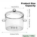 Glass Saucepan with Cover, Transparency Stovetop Pot,Dual Handles Pan with Lid for Pasta Noodle, Soup, Milk, Baby Food making or heating 1.35L/1.9L (1.35L)