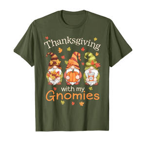 Thanksgiving With My Gnomies Thanksgiving Gnomies Lover T-Shirt L