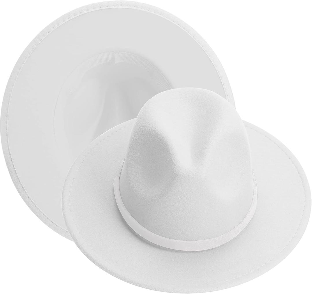 KUJUHA Women Men Wide Brim Fedora Hat, Large-X-Large