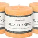 3x3 Inch Yellow Pillar Candles - Set of 3 Unscented, Large, Smokeless Dripless Candles for Dinner Table Decor, Home Rustic Decor, Fall Centerpieces