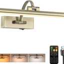 Tassuowell LED Picture Lights for Wall Rechargeable, Battery Operated Art Light for Paintings Wireless,15.7inch Antique Bronze Gallery Light for Artwork