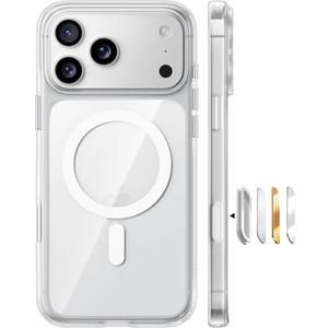 TORRAS Stronger Magnetic for iPhone 17 Pro Case Clear, [Covered Camera Control] [Anti-Yellowing] Compatible with MagSafe, Military-Grade Drop Protection, Slim Phone Case for iPhone 17 Pro, Clear 