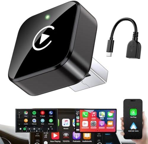 Wireless CarPlay Adapter Upgrade Mini Design, USB/USB-C Plug & Play Converts CarPlay to Wireless - Easy Use Fast Stable Connection Car Play for iPhone & Android