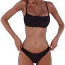 meioro Bikini Set Swimsuits for Women Low Waisted Two Piece Swimwear with Brazilian Push up Top Cheeky Bottom Bathing Suits.M