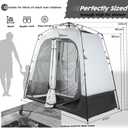 Porayhut Portable Camping Shower Tent Deluxe Changing Room Easy Set Up Privacy Shelter, Large Toilet Tent 2 Rooms with Floor Drain Design for Beach, Camping, Hiking with Stakes and Ropes for Stability