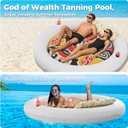 Sunikko X 73"x73" Inflatable Tanning Pool Floats Lounger Bed for Adults, Lucky Design XL Round Blow Up Pool Raft with Cup Holders, Pillow, 500lb, Sunbathing, Pool, Beach, Lake, Backyard Party (White)