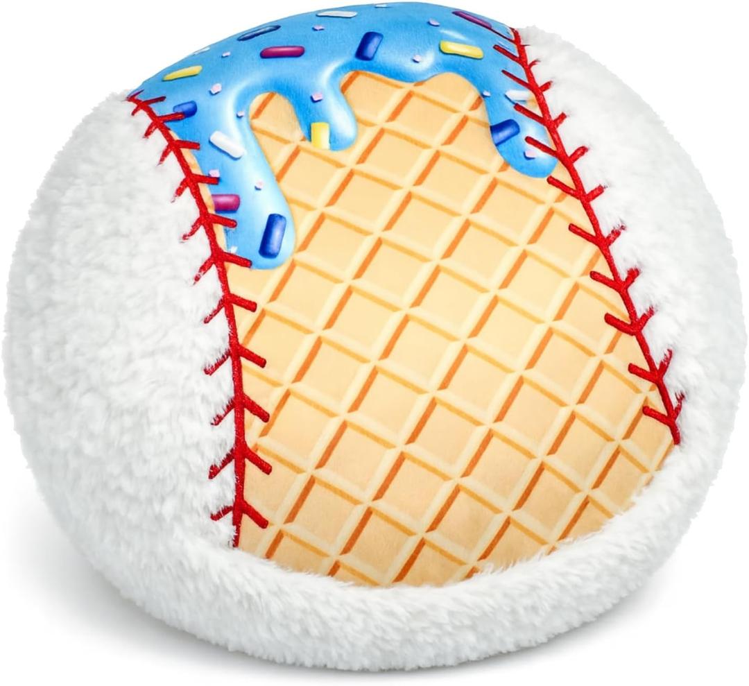 HunnmingRe 14 Inch Ice Cream Drip Baseball Plush Pillow, Soft Stuffed Sports Cushion for Sofa Bedroom Decoration Baseball Team Gift Party Favor(Blue)